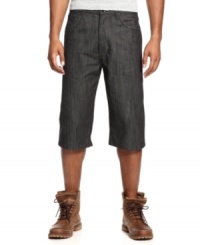 Throw these together with some boots for a look with some edge, these Sean John denim shorts are perfect for everyday style. Throw these together with some boots for a look with some edge, these Sean John denim shorts are perfect for everyday style.