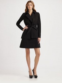 A refined, feminine take on the classic trench, tailored with a slightly fuller skirt and a structured, cropped overlay.Foldover collarNotched lapelsOpen, cropped overlaySelf tie beltFully linedAbout 37 from shoulder to hem82% cotton/18% silkDry cleanMade in France of imported fabricModel shown is 5'11 (180cm) wearing US size 4. A refined, feminine take on the classic trench, tailored with a slightly fuller skirt and a structured, cropped overlay.Foldover collarNotched lapelsOpen, cropped overlaySelf tie beltFully linedAbout 37 from shoulder to hem82% cotton/18% silkDry cleanMade in France of imported fabricModel shown is 5'11 (180cm) wearing US size 4.