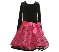 Bonnie Jean Girls Velvet Organza Flocked Holiday Dress, Fuschia, 3T Bonnie Jean Girls Velvet Organza Flocked Holiday Dress, Fuschia, 3T