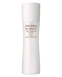 Shiseido The Skincare Hydro Nourishing Softener. A dual-action hydrating and exfoliating lotion that transforms the skins texture in an instant. Improves clarity, radiance, and moisture retention. Recommended for normal and combination skin. Use daily with Shiseido cotton after cleansing and before moisturizer.