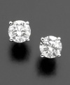 The only earrings a woman can't live without: glittering diamond studs. Round-cut diamond (1-1/2 ct. t.w.) set in platinum.