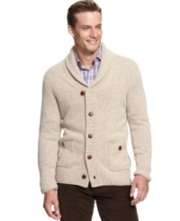 Collar your cool-weather style with an updated look in this button-front sweater from Tasso Elba. Collar your cool-weather style with an updated look in this button-front sweater from Tasso Elba.