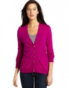 Christopher Fischer Women's 100% Cashmere Long-Sleeve Solid V-Neck Cardigan With Gold Buttons