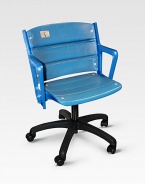 This authentic, legendary blue Yankee Stadium seat was pried from within baseball's cathedral in the Bronx and redesigned atop a wheeled base as a unique, sports-themed office or dorm chair. Please note: each chair differs slightly Includes a certificate of authenticity 27 22 X 27 Made in USA 