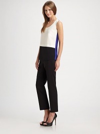 Supple silk, panel-constructed for a chic, on-trend colorblock effect.ScoopneckSleevelessPanel constructionSilkDry cleanImported of Italian fabricModel shown is 5'10 (177cm) wearing US size 4. Supple silk, panel-constructed for a chic, on-trend colorblock effect.ScoopneckSleevelessPanel constructionSilkDry cleanImported of Italian fabricModel shown is 5'10 (177cm) wearing US size 4.