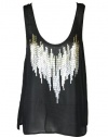 Madison Marcus womens advance party black sheer sequin tank top L