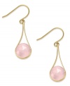 A touch of color livens any look. These stunning 10k gold earrings feature round-cut pink chalcedony stones (4-1/2 ct. t.w.) on french wire. Approximate drop: 1 inch.
