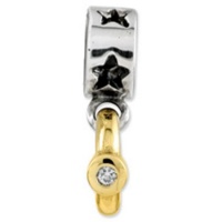 Sterling Silver & 14k CZ Ring Dangle Bead **Fits Perfectly with Pandora Trollbead Moress Chamilia and compatible European Charm Bead Brands. Sterling Silver & 14k CZ Ring Dangle Bead **Fits Perfectly with Pandora Trollbead Moress Chamilia and compatible European Charm Bead Brands.