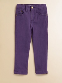 Stylish jeans in a capri silhouette are updated in a bold hue and crafted with a hint of essential stretch.Button closureWaistband with belt loopsZip flyFive-pocket style99% cotton/1% spandexMachine washImported Stylish jeans in a capri silhouette are updated in a bold hue and crafted with a hint of essential stretch.Button closureWaistband with belt loopsZip flyFive-pocket style99% cotton/1% spandexMachine washImported