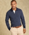 Put the plaids away. This striped shirt from Tommy Hilfiger is a break from your normal pattern.