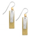 Resplendent rectangles. Jody Coyote's drop earrings are set in sterling silver with layered bronze and silver-plated rectangle pieces coming together. Gold-tone glass beads add a stylish touch. Approximate drop: 1-3/4 inches.