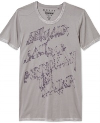 Go post-modern with this graphic t-shirt from Guess. Throw it on with a pair of worn-in jeans. Go post-modern with this graphic t-shirt from Guess. Throw it on with a pair of worn-in jeans.