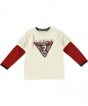 GUESS Kids Boys Toddler Long-Sleeve Triangle Tee, OFF WHITE (24M)