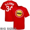 NBA Majestic Houston Rockets #34 Hakeem Olajuwon Red Retired Player Throwback Big Sizes T-shirt