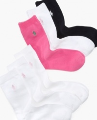 These socks from Ralph Lauren add some girly style to her foot fashion and are extremely comfortable and durable. These socks from Ralph Lauren add some girly style to her foot fashion and are extremely comfortable and durable.