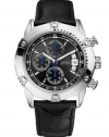 Guess Men's U16518G2 Black Leather Quartz Watch with Black Dial