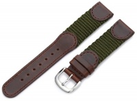 Hadley-Roma Men's MSM866RAB180 18-mm Brown and Olive 'Swiss-Army' Style Nylon and Leather Watch Strap Hadley-Roma Men's MSM866RAB180 18-mm Brown and Olive 'Swiss-Army' Style Nylon and Leather Watch Strap