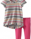 Splendid Littles Girls 2-6X Roller Rink Striped Grey Tunic Set, Heather Grey, 3T