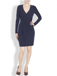 HALSTON HERITAGE Women's Long Sleeve Wrap Dress, Navy, 4 HALSTON HERITAGE Women's Long Sleeve Wrap Dress, Navy, 4