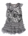 GUESS Kids Girls Little Girl Sequined Dress, GREY (5/6)