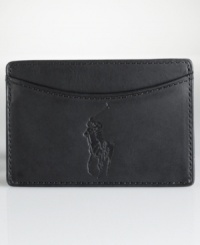 A handsome card case is exquisitely crafted from rich, smooth leather and finished with Ralph Lauren's iconic pony at the front. A handsome card case is exquisitely crafted from rich, smooth leather and finished with Ralph Lauren's iconic pony at the front.