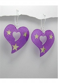 Handmade love-heart earrings crafted from dyed shell In Sterling Silver Earrings Handmade love-heart earrings crafted from dyed shell In Sterling Silver Earrings