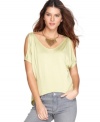 More stylish than simple, this BCBGeneration top features cutouts, a cowl back and asymmetrical hi-lo hem!