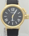 Omax Quartz Gold Watch Men's watch Large Size Case Black Leather Band