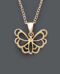 Fluttering and fabulous. Giani Bernini's whimsical butterfly pendant features an intricate open-cut design crafted in 24k gold over sterling silver. Approximate length: 18 inches. Approximate drop: 1/2 inch. Fluttering and fabulous. Giani Bernini's whimsical butterfly pendant features an intricate open-cut design crafted in 24k gold over sterling silver. Approximate length: 18 inches. Approximate drop: 1/2 inch.