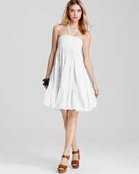 Tie the straps of this Ella Moss striped dress around the neck or in a neat bow at the bust for ultimate versatility. Tie the straps of this Ella Moss striped dress around the neck or in a neat bow at the bust for ultimate versatility.