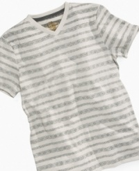 Turn heads. He'll catch their eye in this reverse-print v-neck t-shirt from Epic Threads. Turn heads. He'll catch their eye in this reverse-print v-neck t-shirt from Epic Threads.