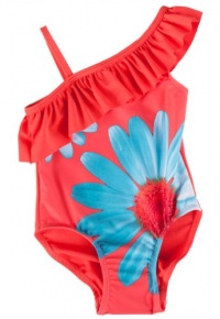 Flapdoodles Girls 4-6x Daisy Print Asymetrical Swimsuit (5) Flapdoodles Girls 4-6x Daisy Print Asymetrical Swimsuit (5)