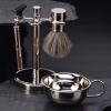 Four Piece Chrome Plated Shaving Shave Set Includes: Mach 3 Razor and Badger Brush,Stand with Removable Bowl-BB16