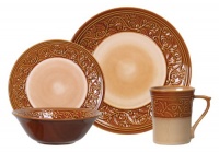 Gibson Villa Adriana 16-Piece Reactive Stoneware Dinnerware Set, Brown Gibson Villa Adriana 16-Piece Reactive Stoneware Dinnerware Set, Brown