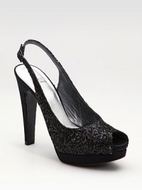 This classic peep-toe silhouette gets the glam treatment encrusted with sparkling sequins.Covered heel, 4¾ (120mm) Platform, 1¼ (30mm) Compares to a 3½ heel (90mm) Adjustable strap Leather lining and sole Padded insole Made in Spain This classic peep-toe silhouette gets the glam treatment encrusted with sparkling sequins.Covered heel, 4¾ (120mm) Platform, 1¼ (30mm) Compares to a 3½ heel (90mm) Adjustable strap Leather lining and sole Padded insole Made in Spain