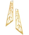 An eye for detail. The intricacies of these openwork hoop earrings make them an instant fave. Designed by RACHEL Rachel Roy; crafted in gold-plated mixed metal. Approximate drop: 4-1/4 inches.