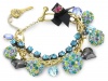 Betsey Johnson Iconic Blue Lagoon Crystal Fireball Charm Toggle Bracelet