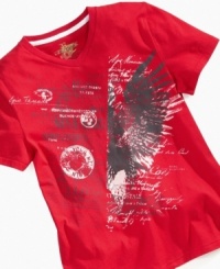 Sky-high style. This standout graphic t-shirt from Epic Threads will cut through the clutter and give him a hip, bold look. Sky-high style. This standout graphic t-shirt from Epic Threads will cut through the clutter and give him a hip, bold look.