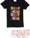 Roxy Kids Girls 2-6X Teenie Wahine Sunblocked Rashguard Shirt, Black Multi, 6x