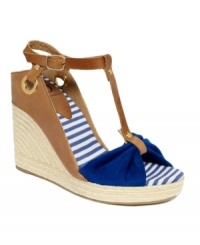 Set sail this season with the Ricky wedge sandal by Kelsi Dagger. Classic espadrille detail and a mash-up of materials create a must-have summer style. Set sail this season with the Ricky wedge sandal by Kelsi Dagger. Classic espadrille detail and a mash-up of materials create a must-have summer style.