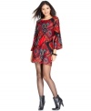 Sunny Leigh's paisley-print shift dress looks stunning with tights and booties!