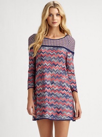 A coverup with Missoni charm. This style features a pristine pattern and side slits for a comfortable fit.Round neckThree-quarter sleevesPull-on styleFront and back yokeSolid trimSide slitsRayon/cottonDry cleanMade in Italy of imported fabric A coverup with Missoni charm. This style features a pristine pattern and side slits for a comfortable fit.Round neckThree-quarter sleevesPull-on styleFront and back yokeSolid trimSide slitsRayon/cottonDry cleanMade in Italy of imported fabric