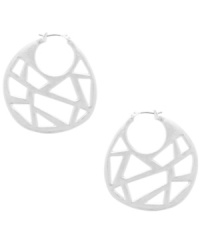 Gorgeous and geometric. Kenneth Cole New York's silver tone mixed metal hoop earrings feature cut-outs in fun, unexpected shapes. Approximate drop: 1-3/4 inches. Gorgeous and geometric. Kenneth Cole New York's silver tone mixed metal hoop earrings feature cut-outs in fun, unexpected shapes. Approximate drop: 1-3/4 inches.