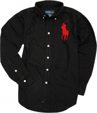 Ralph Lauren Boy's Big Pony Blake Oxford, Black, Medium (10/12) Ralph Lauren Boy's Big Pony Blake Oxford, Black, Medium (10/12)