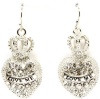 Designer Inspired Silver Plated Crown Heart Crystal Pave Couture Dangle Earrings with Love Me Banner