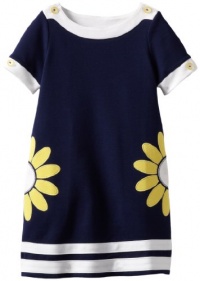 Hartstrings Girls 2-6X Little Knit Ponte Short Sleeve Dress With Flower Applique, Lite Navy, 4 Hartstrings Girls 2-6X Little Knit Ponte Short Sleeve Dress With Flower Applique, Lite Navy, 4