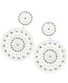 A fresh start. These bright white earrings by GUESS are perfect to build your look from. A chic doorknocker design glistens in round-cut crystal. Set in white-plated mixed metal with a post backing. Approximate drop: 3-1/4 inches.