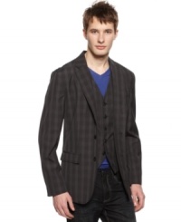 Change your regular pattern with this plaid blazer from Kenneth Cole Reaction. Change your regular pattern with this plaid blazer from Kenneth Cole Reaction.