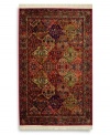 An intensely colored rug that recalls the graceful style and bold design of original Kirman rugs woven in ancient Persia. Comprised of 50, individually-dyed colors to create a stunning depth of texture and hue. A patented luster-wash imparts an elegant vintage look and feel. Woven in the USA of premium fully worsted New Zealand wool.