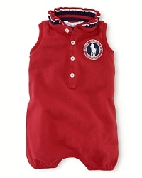 A red, white and blue design finished with USA patching, cute ruffles and embroidered emblems gives a preppy all-American look to an adorable bubble celebrating Team USA's participation in the 2012 Olympics. A red, white and blue design finished with USA patching, cute ruffles and embroidered emblems gives a preppy all-American look to an adorable bubble celebrating Team USA's participation in the 2012 Olympics.